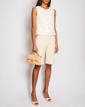 Chanel White Sequin Tweed Gilet with Pocket Detail Size FR 36 (UK 8)