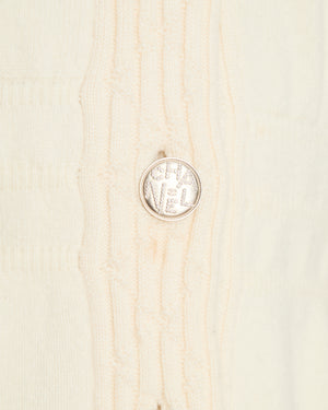 Chanel 21/B Beige Cashmere Cardigan Dress with Embellished Logo Button Detail Size FR 36 (UK 8)