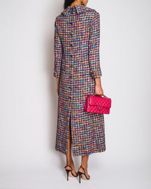 Chanel SS24 Purple Long Sleeve Sequin Tweed V-Neck Maxi Dress Size FR 36 (UK 8)\