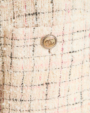 Chanel 18/P Beige Tweed Playsuit with Frayed Sleeve Detail Size FR 36 (UK 8)