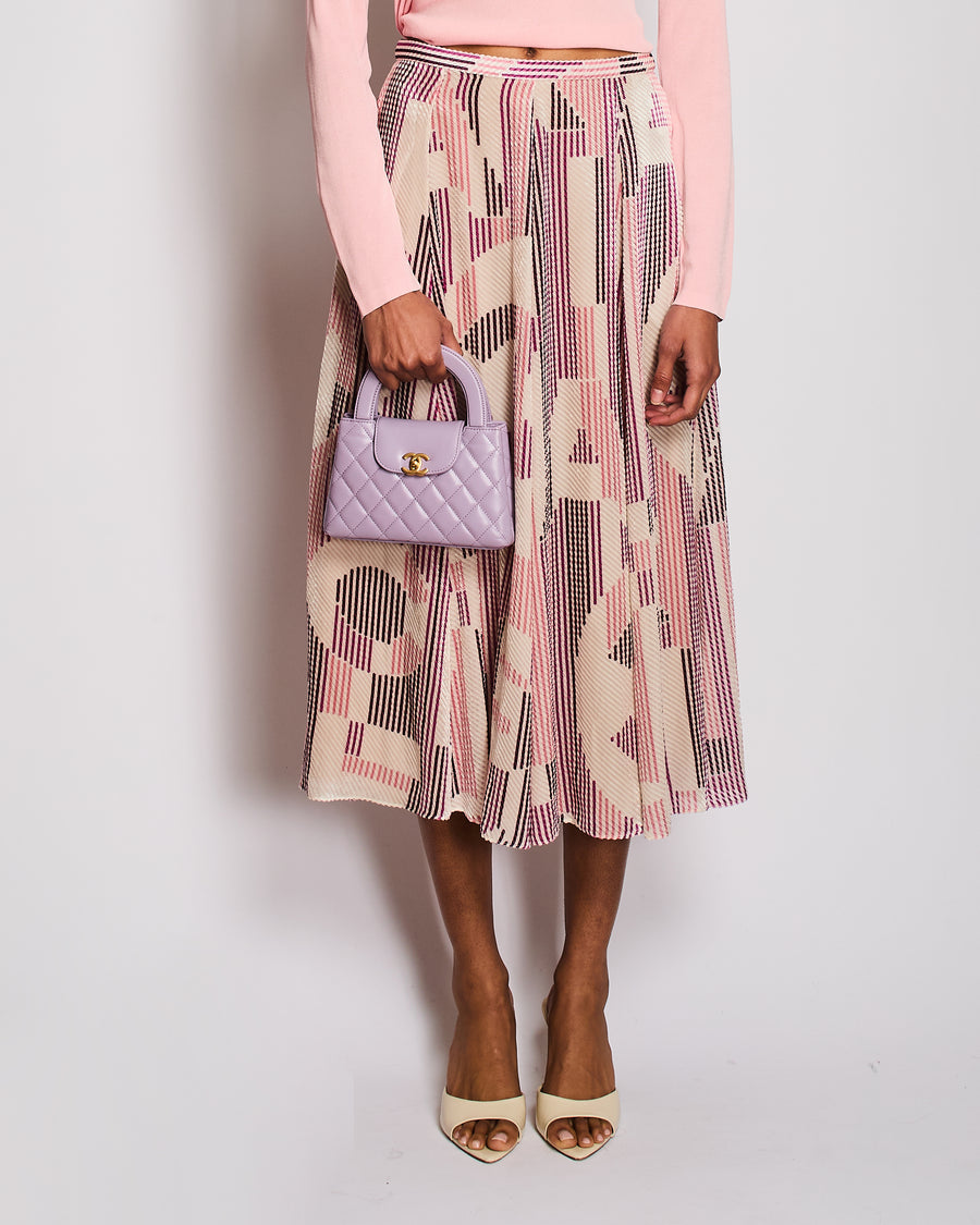 Chanel 23/B Purple Velvet CC Midi Skirt with Pocket Detail Size FR 38 (UK 10)