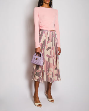 Chanel 23/B Purple Velvet CC Midi Skirt with Pocket Detail Size FR 38 (UK 10)