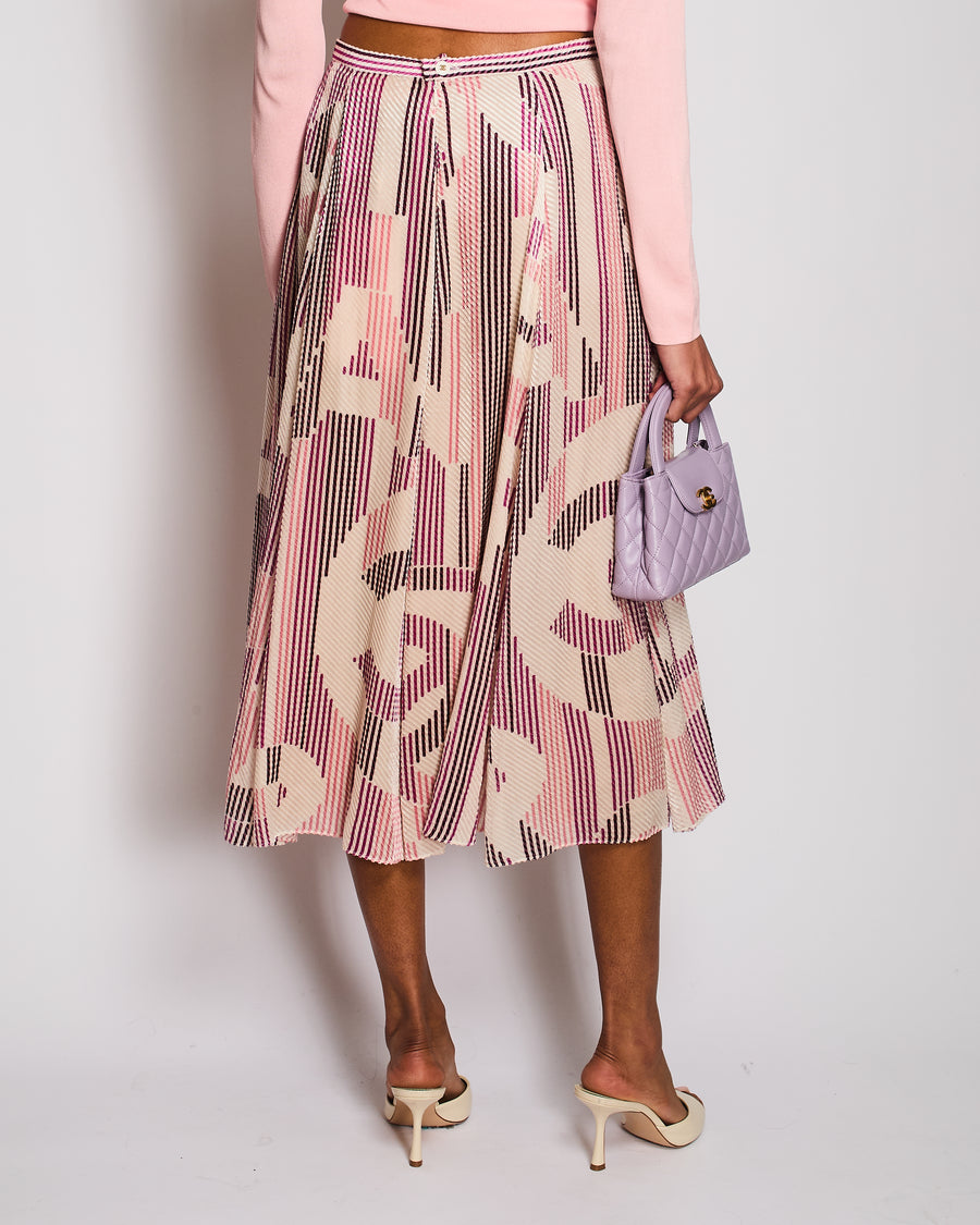Chanel 23/B Purple Velvet CC Midi Skirt with Pocket Detail Size FR 38 (UK 10)