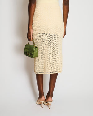 Chanel Beige Knitted Midi Skirt with Pocket Detail Size FR 36 (UK 8)
