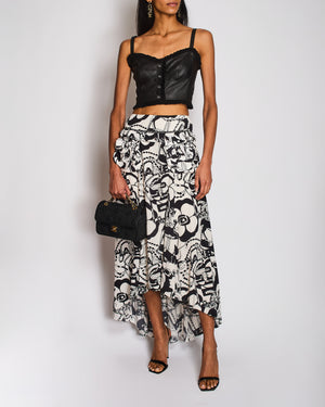 Chanel Cruise 22Black Gabrielle Coco Asymmetric Midi Skirt with Camellia Pocket Detail Size FR 36 (UK 8)