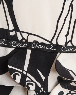 Chanel Cruise 22Black Gabrielle Coco Asymmetric Midi Skirt with Camellia Pocket Detail Size FR 36 (UK 8)
