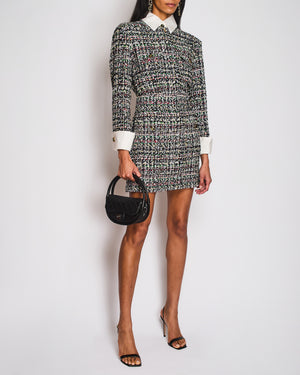 Chanel 23/C Black Tweed Zip Midi Dress with Detachable Collar and Cuff Detail Size FR 38 (UK 10)