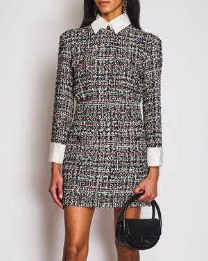 Chanel 23/C Black Tweed Zip Midi Dress with Detachable Collar and Cuff Detail Size FR 38 (UK 10)