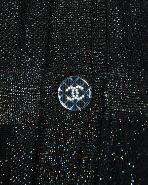 Chanel 21/K Black Long Sleeve Button Down Glitter Maxi Dress Size FR 40 (UK 12)