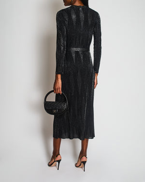 Chanel 21/K Black Long Sleeve Button Down Glitter Maxi Dress Size FR 40 (UK 12)