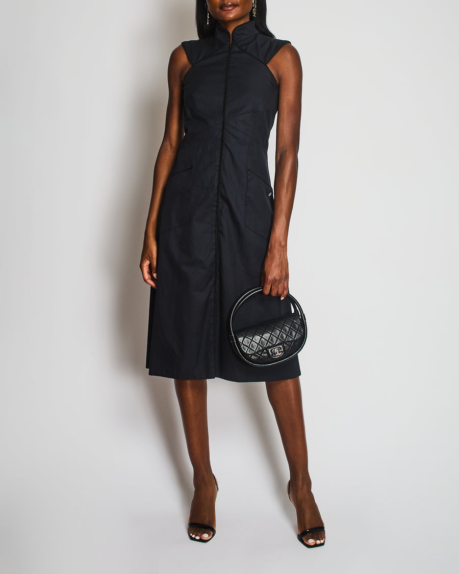 Chanel Navy Sleeveless Panelled Midi Dress with Pocket Detail Size FR 36 (UK 8)