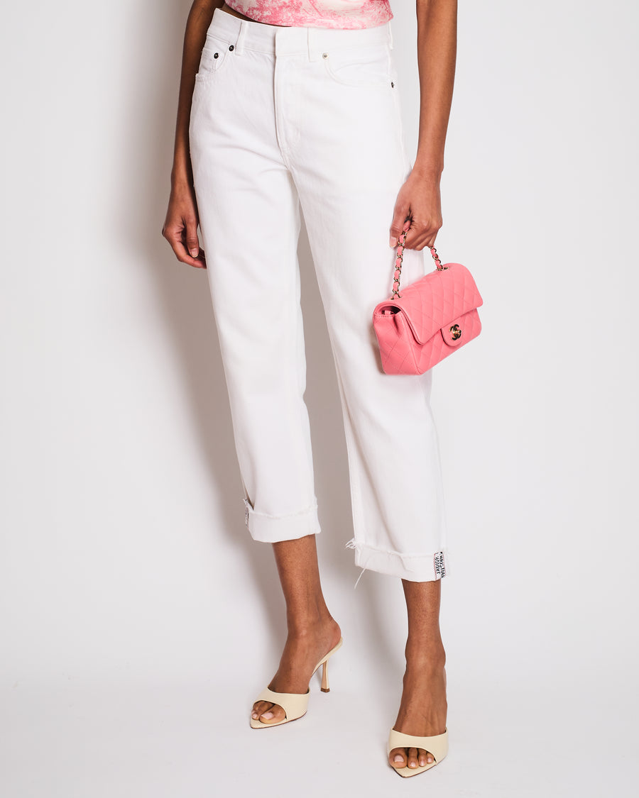 Christian Dior White Straight Legs Jeans With Roll-Up J'adior Details Size FR 32 (UK 4)