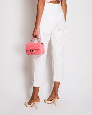 Christian Dior White Straight Legs Jeans With Roll-Up J'adior Details Size FR 32 (UK 4)