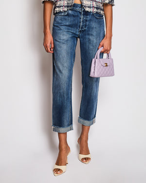 Christian Dior Washed Blue Straight Legs Jeans With Roll-Up J'adior Details Size FR 34 (UK 6)