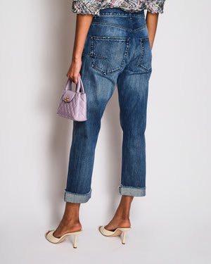 Christian Dior Washed Blue Straight Legs Jeans With Roll-Up J'adior Details Size FR 34 (UK 6)