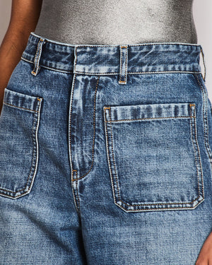 Christian Dior Blue Washed Wide Leg Jeans With Patch Pockets Details Size  FR 36 (UK 8)