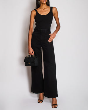 Christian Dior Black Washed Wide Legs Jeans With Patch Pockets Details Size FR 34 (UK 6)