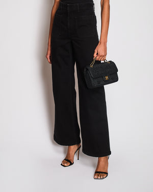 Christian Dior Black Washed Wide Legs Jeans With Patch Pockets Details Size FR 34 (UK 6)