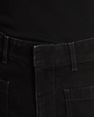 Christian Dior Black Washed Wide Legs Jeans With Patch Pockets Details Size FR 34 (UK 6)