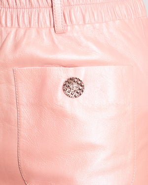 Chanel Metallic Pink Pencil Midi Skirt With Embellished Buttons Details and Rushed Elastic Waist Size FR 34 (UK 6)