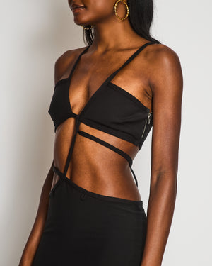 Christopher Esber Black Cut-Out Maxi Dress with Waist Tye and Pocket Detail Size FR 34 (UK 6)