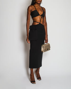 Christopher Esber Black Cut-Out Maxi Dress with Waist Tye and Pocket Detail Size FR 34 (UK 6)