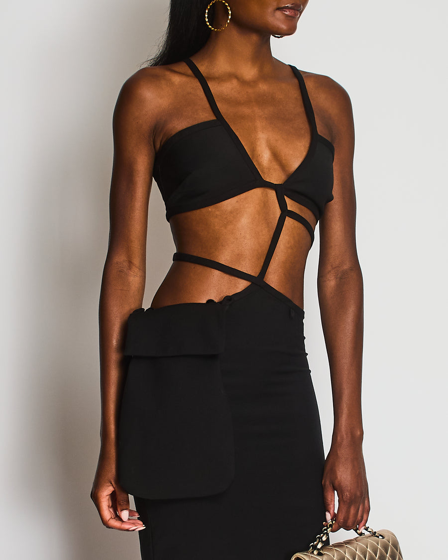 Christopher Esber Black Cut-Out Maxi Dress with Waist Tye and Pocket Detail Size FR 34 (UK 6)