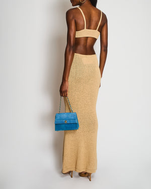 Cult Gaia Sand Serita Woven Knit Maxi Dress with Side Cut-Outs & Open Back Size S (UK 8)