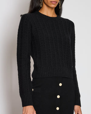 Chanel Black Wool and Cashmere Jumper with Black CC Logo Detail Size FR 36 (UK 8)