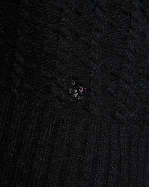 Chanel Black Wool and Cashmere Jumper with Black CC Logo Detail Size FR 36 (UK 8)