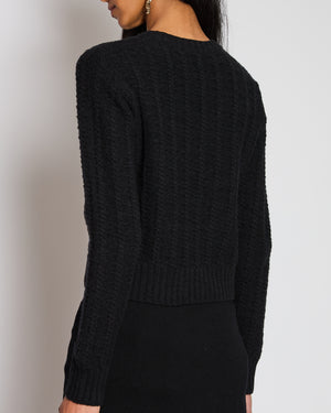 Chanel Black Wool and Cashmere Jumper with Black CC Logo Detail Size FR 36 (UK 8)