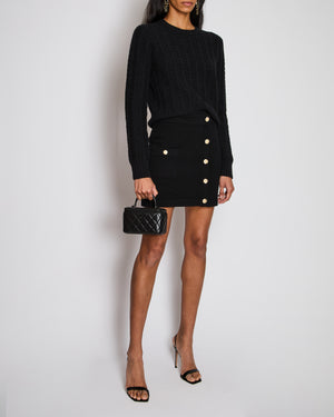 Chanel Black Wool and Cashmere Jumper with Black CC Logo Detail Size FR 36 (UK 8)