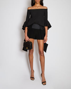 Ellery Black Off-Shoulder Top with Ruffle Sleeve Detail Size UK 4