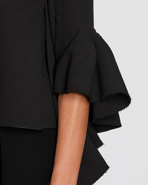 Ellery Black Off-Shoulder Top with Ruffle Sleeve Detail Size UK 4