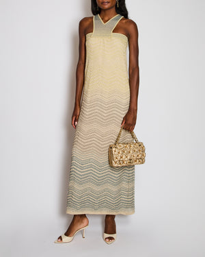 M Missoni Yellow V-Neck Sleeveless Knitted Maxi Dress Size IT 38 (UK 6)