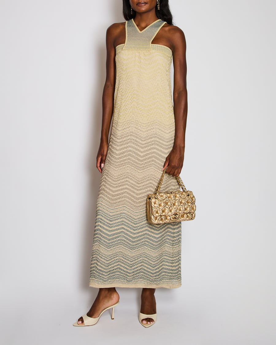 M Missoni Yellow V-Neck Sleeveless Knitted Maxi Dress Size IT 38 (UK 6)