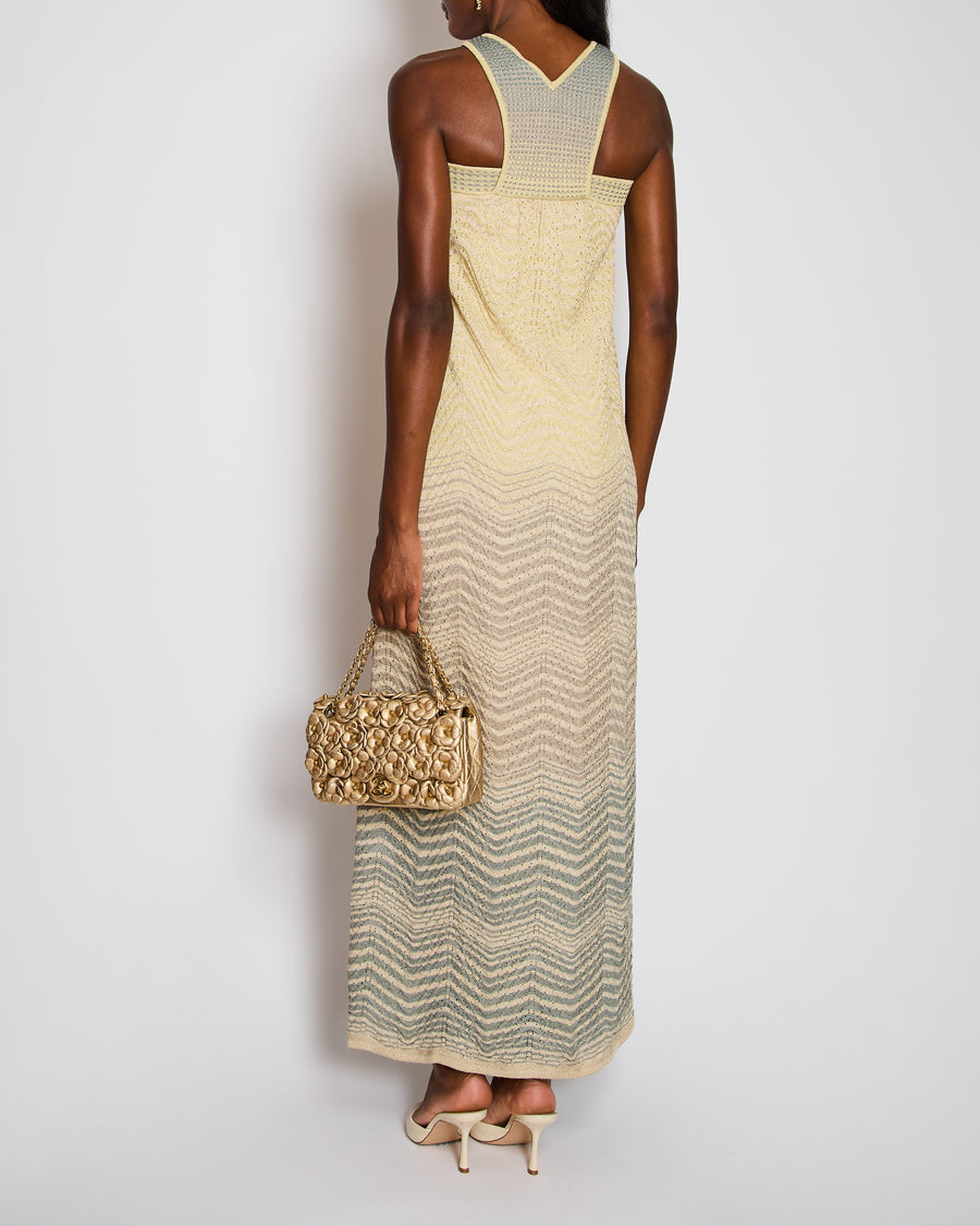 M Missoni Yellow V-Neck Sleeveless Knitted Maxi Dress Size IT 38 (UK 6)