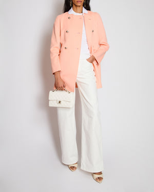 Prada Salmon Pink Double Breasted Peacoat with White Detachable Collar Size IT 36 (UK 4)