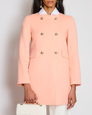 Prada Salmon Pink Double Breasted Peacoat with White Detachable Collar Size IT 36 (UK 4)
