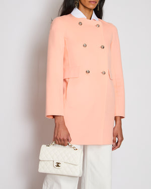 Prada Salmon Pink Double Breasted Peacoat with White Detachable Collar Size IT 36 (UK 4)