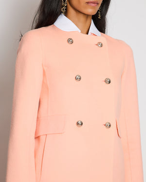 Prada Salmon Pink Double Breasted Peacoat with White Detachable Collar Size IT 36 (UK 4)