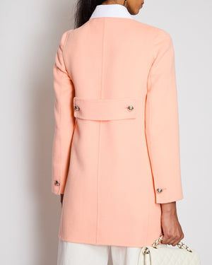 Prada Salmon Pink Double Breasted Peacoat with White Detachable Collar Size IT 36 (UK 4)