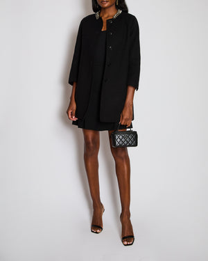 Ermanno Scervino Black Overcoat with Embellished Collar Size IT 36 (UK 4)