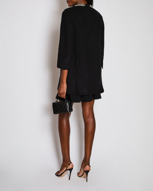Ermanno Scervino Black Overcoat with Embellished Collar Size IT 36 (UK 4)