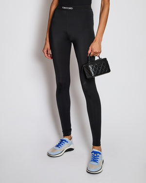 Tom Ford Black Leggings with Waistband Logo Detail Size XS (UK 6/8)