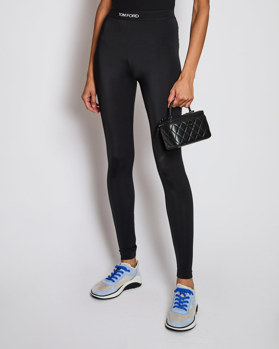Tom Ford Black Leggings with Waistband Logo Detail Size XS (UK 6/8)