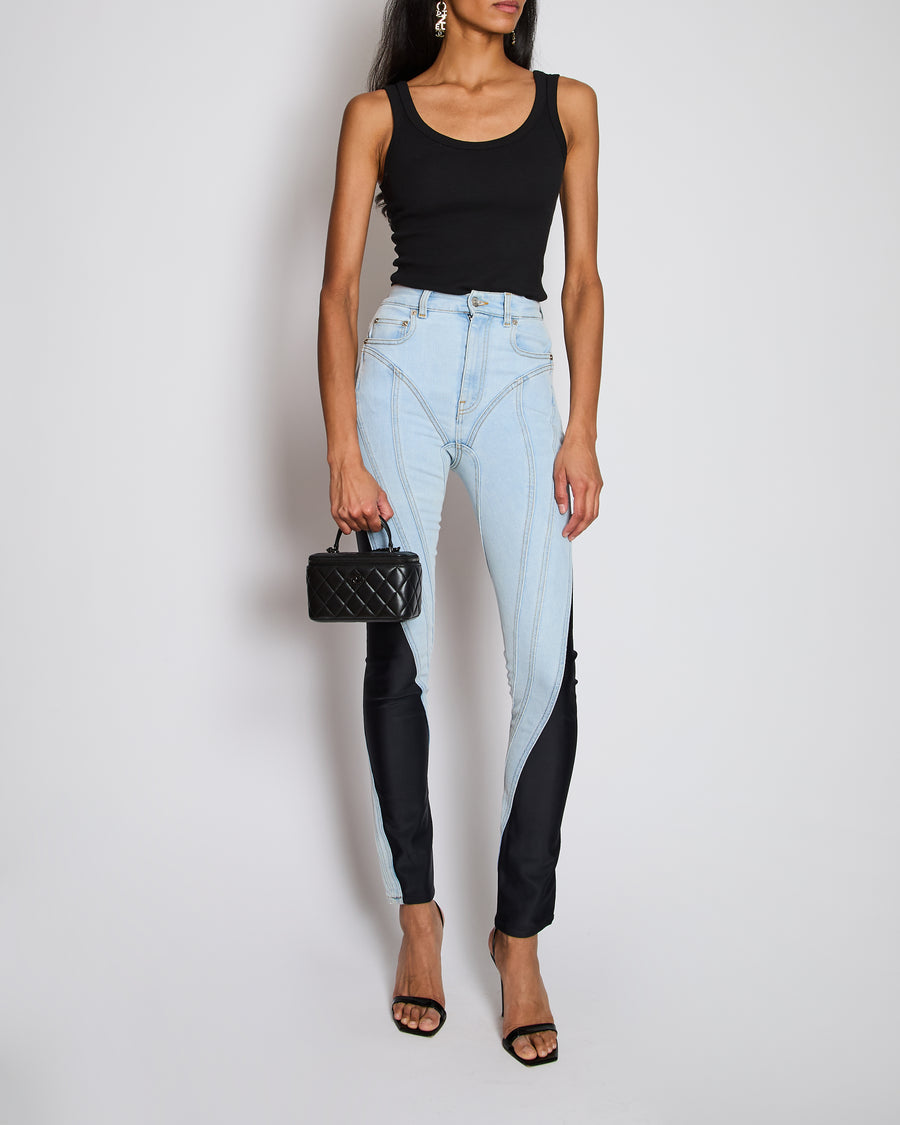 Mugler Blue High-Waist Denim Panelled Jeans Size FR 34 (UK 6)