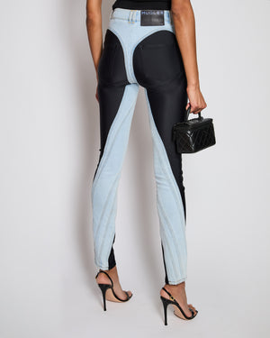 Mugler Blue High-Waist Denim Panelled Jeans Size FR 34 (UK 6)