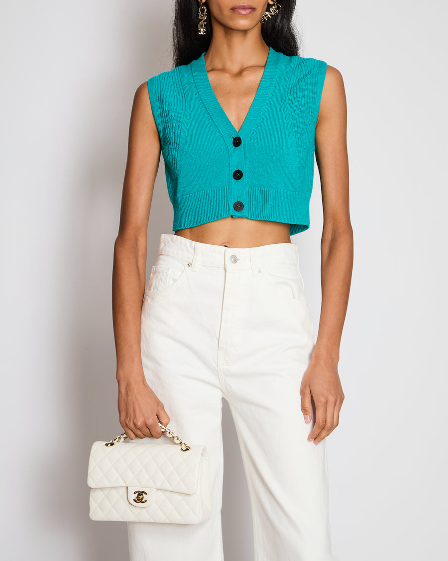 Hermès Turquoise Sleeveless Cashmere Knitted Vest Size FR 34 (UK 6)