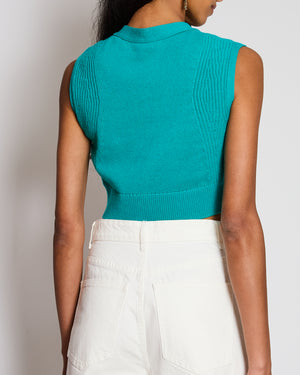 Hermès Turquoise Sleeveless Cashmere Knitted Vest Size FR 34 (UK 6)